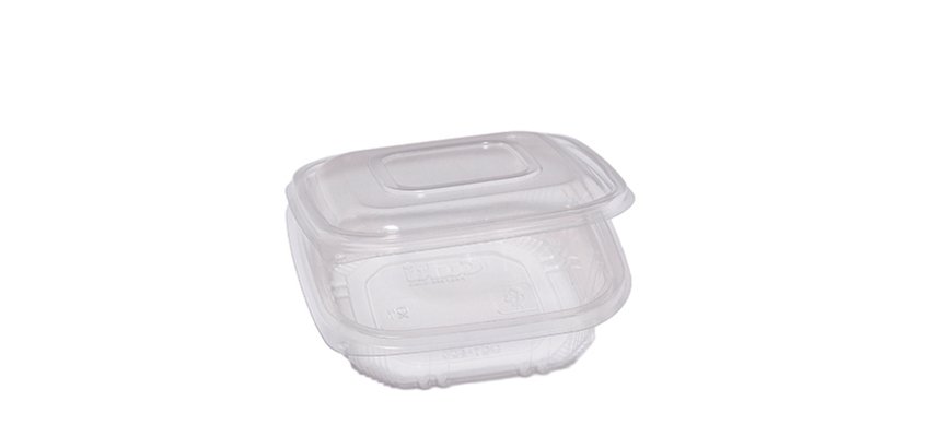 Contenitori in PP - con coperchio incernierato - 15,5 x 15,5 x 3,7 cm - Europack - conf. 50 pezzi