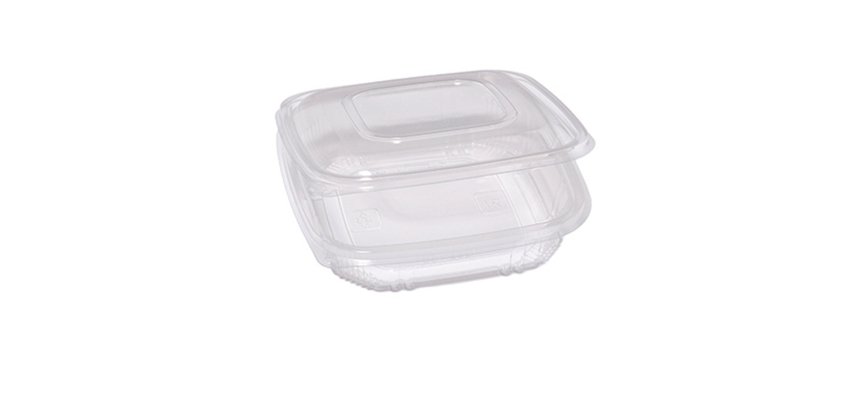 Contenitori in PP - con coperchio incernierato - 18,5 x 18,5 x 3,7 cm - Europack - conf 50 pezzi