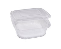 Contenitori in PP - con coperchio incernierato - 21,5 x 21,5 x 6,9 cm - Europack - conf. 50 pezzi