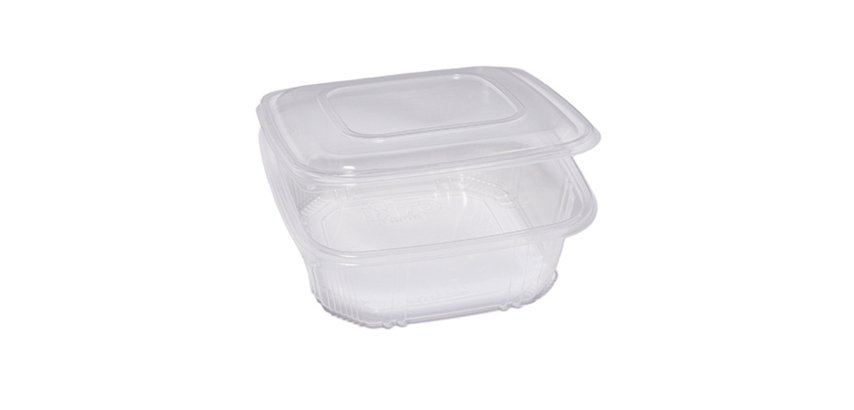Contenitori in PP - con coperchio incernierato - 21,5 x 21,5 x 6,9 cm - Europack - conf. 50 pezzi