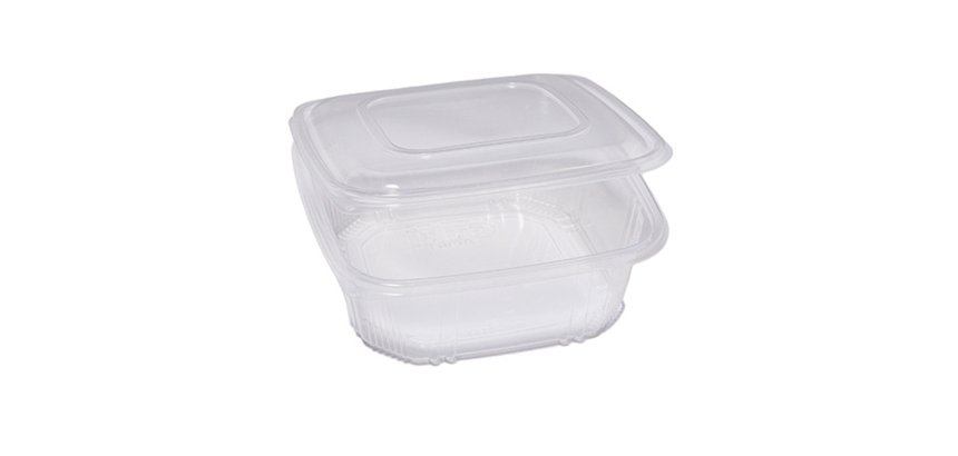 Contenitori in PP - con coperchio incernierato - 21,5 x 21,5 x 6,9 cm - Europack - conf. 50 pezzi