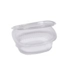 Contenitori ovali in PET - con coperchio incernierato - 12,2 x 10,4 x 3,8 cm - Europack - conf. 50 pezzi