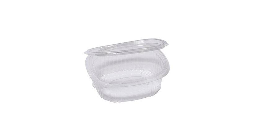 Contenitori ovali in PET - con coperchio incernierato - 12,2 x 10,4 x 3,8 cm - Europack - conf. 50 pezzi