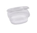 Contenitori ovali in PET - con coperchio incernierato - 14 x 11,9 x 5 cm - Europack - pack 50 pezzi