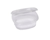 Contenitori ovali in PET - con coperchio incernierato - 14 x 11,9 x 5 cm - Europack - pack 50 pezzi