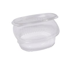 Contenitori ovali in PET - con coperchio incernierato - 14 x 11,9 x 5 cm - Europack - pack 50 pezzi