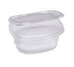 Contenitori ovali in PET - con coperchio incernierato - 16 x 13,5 x 6,2 cm - Europack - conf. 50 pezzi