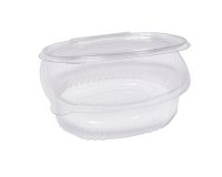 Contenitori ovali in PET - con coperchio incernierato - 18 x 15,1 x 6,5 cm - Europack - conf. 50 pezzi