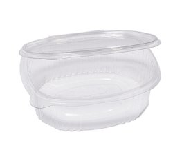 Contenitori ovali in PET - con coperchio incernierato - 18 x 15,1 x 6,5 cm - Europack - conf. 50 pezzi