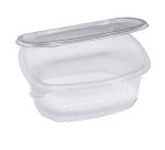 Contenitori ovali in PET - con coperchio incernierato - 22,5 x 19,2 x 7,7 cm - Europack - conf. 50 pezzi