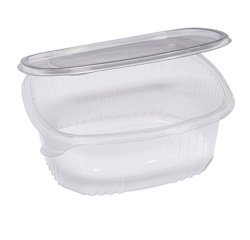 Contenitori ovali in PET - con coperchio incernierato - 22,5 x 19,2 x 7,7 cm - Europack - conf. 50 pezzi