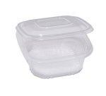 Contenitori in PP - con coperchio incernierato - 15,5 x 15,5 x 5,7 cm - Europack - conf. 50 pezzi