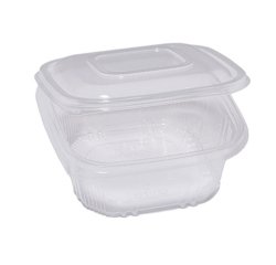 Contenitori in PP - con coperchio incernierato - 15,5 x 15,5 x 5,7 cm - Europack - conf. 50 pezzi
