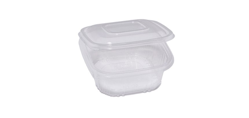 Contenitori in PP - con coperchio incernierato - 15,5 x 15,5 x 5,7 cm - Europack - conf. 50 pezzi