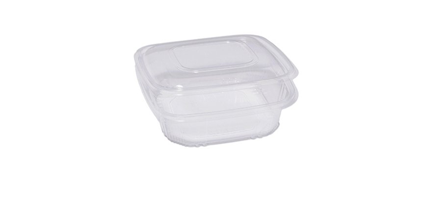 Contenitori in PP - con coperchio incernierato - 18,5 x 18,5 x 5,2 cm - Europack - conf 50 pezzi