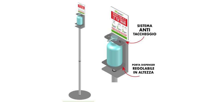 Piantana da terra - con supporto - per dispenser regolabile - 140 cm - CWR