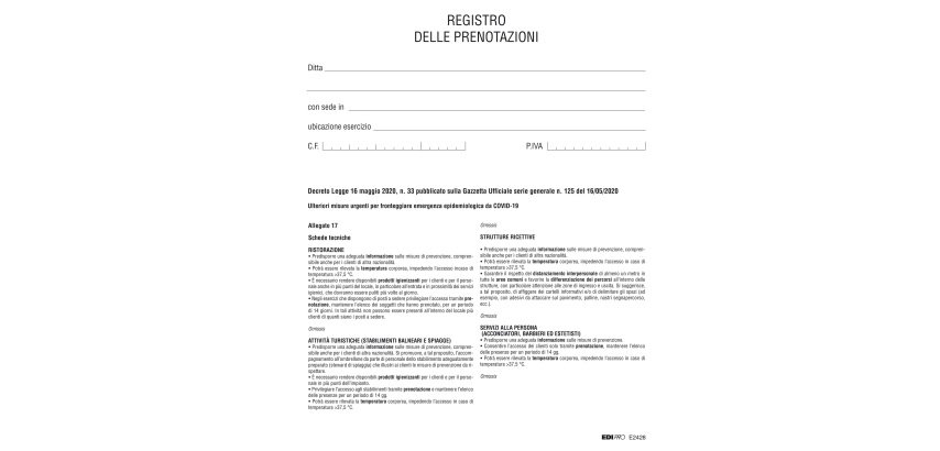 Registro delle prenotazioni - 32 pag - Edipro