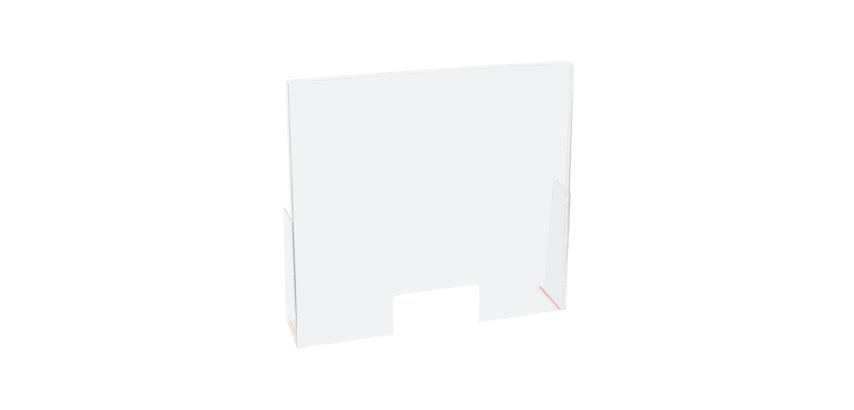 Schermo protettivo da banco - con feritoia - 60 x 80 cm - PET - Lebez