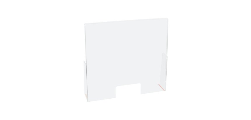 Schermo protettivo da banco - con feritoia - 60 x 80 cm - PET - Lebez