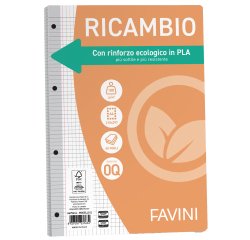 Ricambi c/rinforzo ecologico - A4 - 100gr - 40 fg - 5mm c/margine - Favini