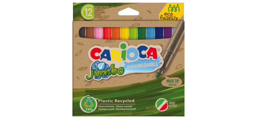 Pennarelli Jumbo Eco Family - lavabili - colori assortiti - Carioca - scatola 12 pezzi