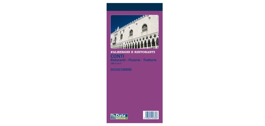 Blocco conti ristoranti/pizzerie/trattorie - 21,5 x 10 cm - 100 copie - DU162100000 - Data Ufficio