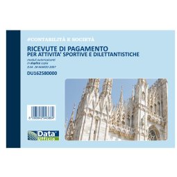 Blocco ricevute pagamento per attivitA' sportive dilettantistiche - 50/50 copie autoricalcanti - 11,5 x 16,5 cm - DU1625800 - Data Ufficio