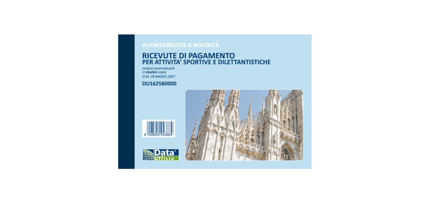 Blocco ricevute pagamento per attività sportive dilettantistiche - 50/50 copie autoricalcanti - 11,5 x 16,5 cm - DU1625800 - Data Ufficio