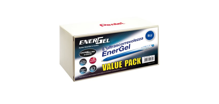 Roller a scatto Energel Slim - punta 0,7 mm - blu - Pentel - value pack 20+4 pezzi