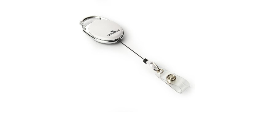 Chiocciola YO-YO Style per portabadge - bianco - filo retrattile 80 cm - Durable - conf. 10 pezzi