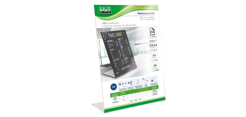 Portadepliant con base a L - A4 - 21 x 30 cm - Lebez