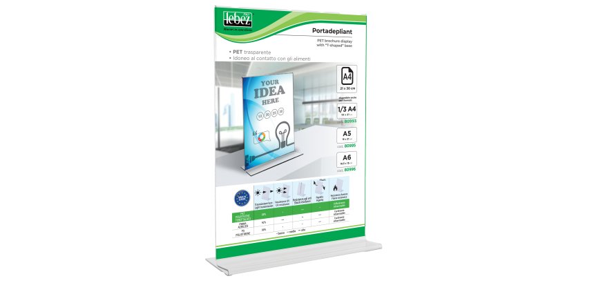 Portadepliant con base a T - A4 - 21 x 30 cm - Lebez