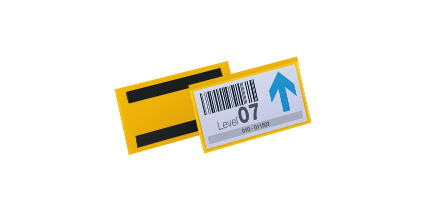 Buste identificative magnetiche - 150 x 67 mm - giallo - Durable - conf. 50 pezzi