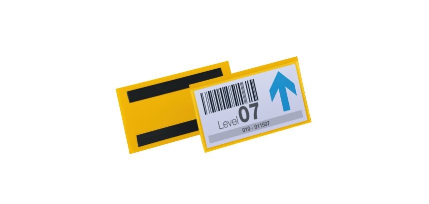 Buste identificative magnetiche - 150 x 67 mm - giallo - Durable - conf. 50 pezzi