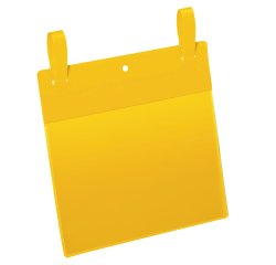Buste identificative - con fascette di aggancio - A5 orizzontali - giallo - Durable - conf. 50 pezzi