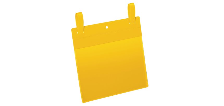 Buste identificative - con fascette di aggancio - A5 orizzontali - giallo - Durable - conf. 50 pezzi