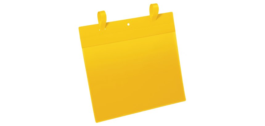 Buste identificative - con fascette di aggancio - A4 orizzontale - giallo - Durable - conf. 50 pezzi
