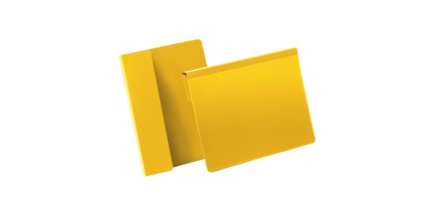 Buste identificative - con aletta pieghevole - A5 orizzontale - giallo - Durable - conf. 50 pezzi