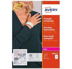 Braccialetti identificativi stampabili - 5 fogli - 10 et/fg - A4 - PE - bianco - Avery
