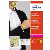 AVERY Braccialetti identificativi resistenti, stampabili e personalizzabili, gialli, 10 pezzi per foglio, 5 fogli per confezione