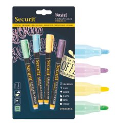 Marcatore a gesso liquido - punta fine da 1,00 - 2,00 mm - colori assortiti pastello - Securit - blister 4 pezzi