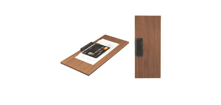 Portaconto - con fermaglio - 24 x 10 cm - legno - Securit