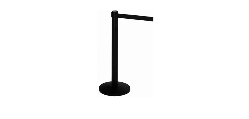 Colonnina segnapercorso Alfa nera - altezza 95 cm - con nastro retrattile nero da 200 cm - Medial