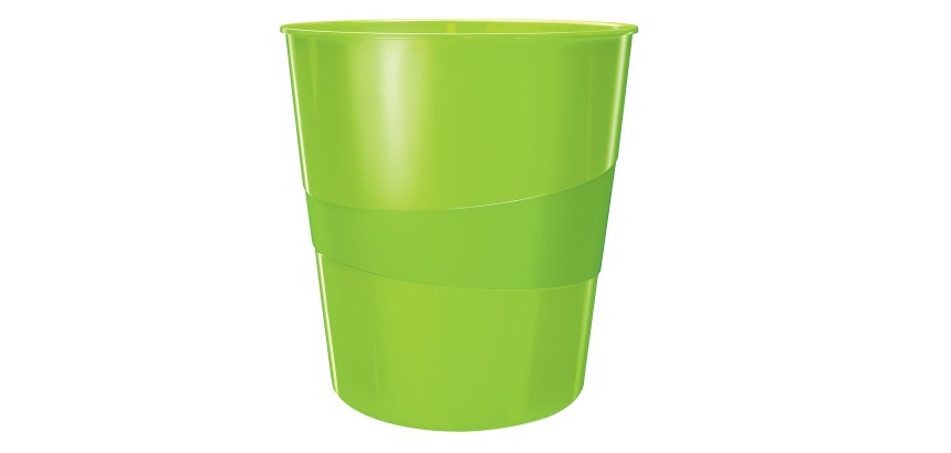 Cestino gettacarte WOW - altezza 32,4 cm - diametro 29 cm - 15 L - verde lime - Leitz