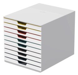 Cassettiera 10 cassetti colorati varicolor - bianco ghiaccio - 2,5cm - Durable