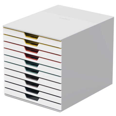 Cassettiera 10 cassetti colorati varicolor - bianco ghiaccio - 2,5cm - Durable