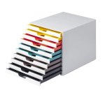 Cassettiera 10 cassetti colorati varicolor - bianco ghiaccio - 2,5cm - Durable