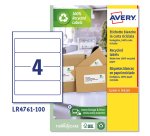 Etichette per raccoglitori - in carta riciclata - permanenti - 61 x 192 mm - 4 et/fg - 100 fogli - bianco - Avery