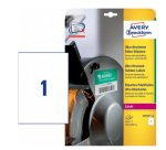 AVERY Etichette ultra resistenti in polietilene bianco 210x297mm, 1 etichetta per foglio, adesivo permanente, laser, 10 fogli