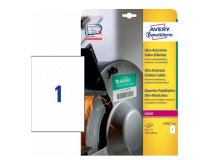 AVERY Etichette ultra resistenti in polietilene bianco 210x297mm, 1 etichetta per foglio, adesivo permanente, laser, 10 fogli
